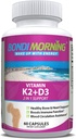Vitamin K2 + D3 Supplement for Bone & Heart Health - High Potency 5000IU Vitamin D3 & 100mg Vitamin K2 (MK7) Capsules for Optimal Calcium Absorption - 60 Vegan Capsules