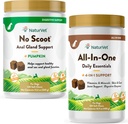 NaturVet All-in-One Dog Supplement - Ortak Destek için, Digestion, Skin, Coat Care – 120 Soft Chews & No Scoot Köpekler - 120 Yumuşak Chews - Sağlıklı Anal Gland & Bowel Function
