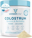 WONDERCOW Colostrum Supplement Toz for Gut Health, Immune Support, Muscle Recovery & Wellness | Natural IgG Pure Whole Bovine Colostrum Superfood, Unflavored, 60 Hizmetler