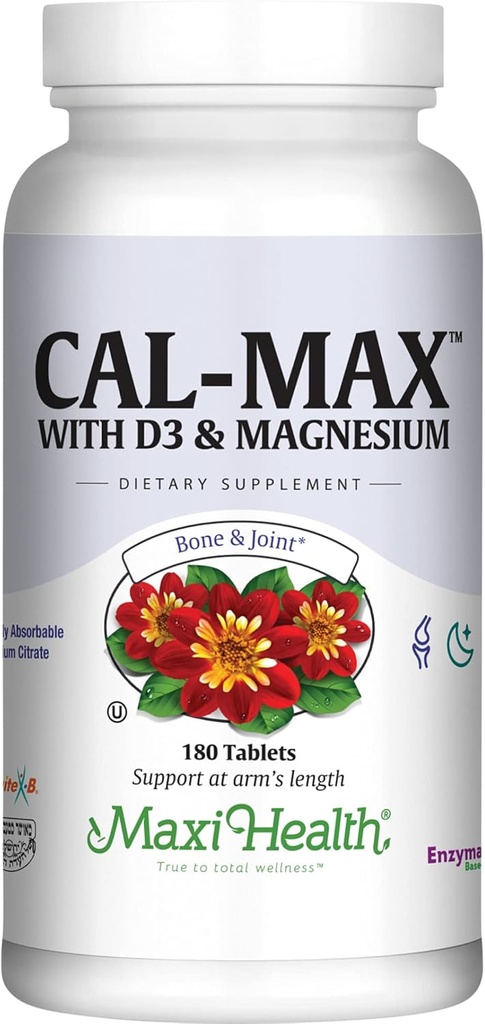 Maxi Healthuba 1000 mg D3 (400 IU) ve Magnezyum (750 mg) - Cal Max Diyetary Supplement for Bone, Diş ve Ortak Destek - Erkekler ve Kadınlar için - 180 Tablet