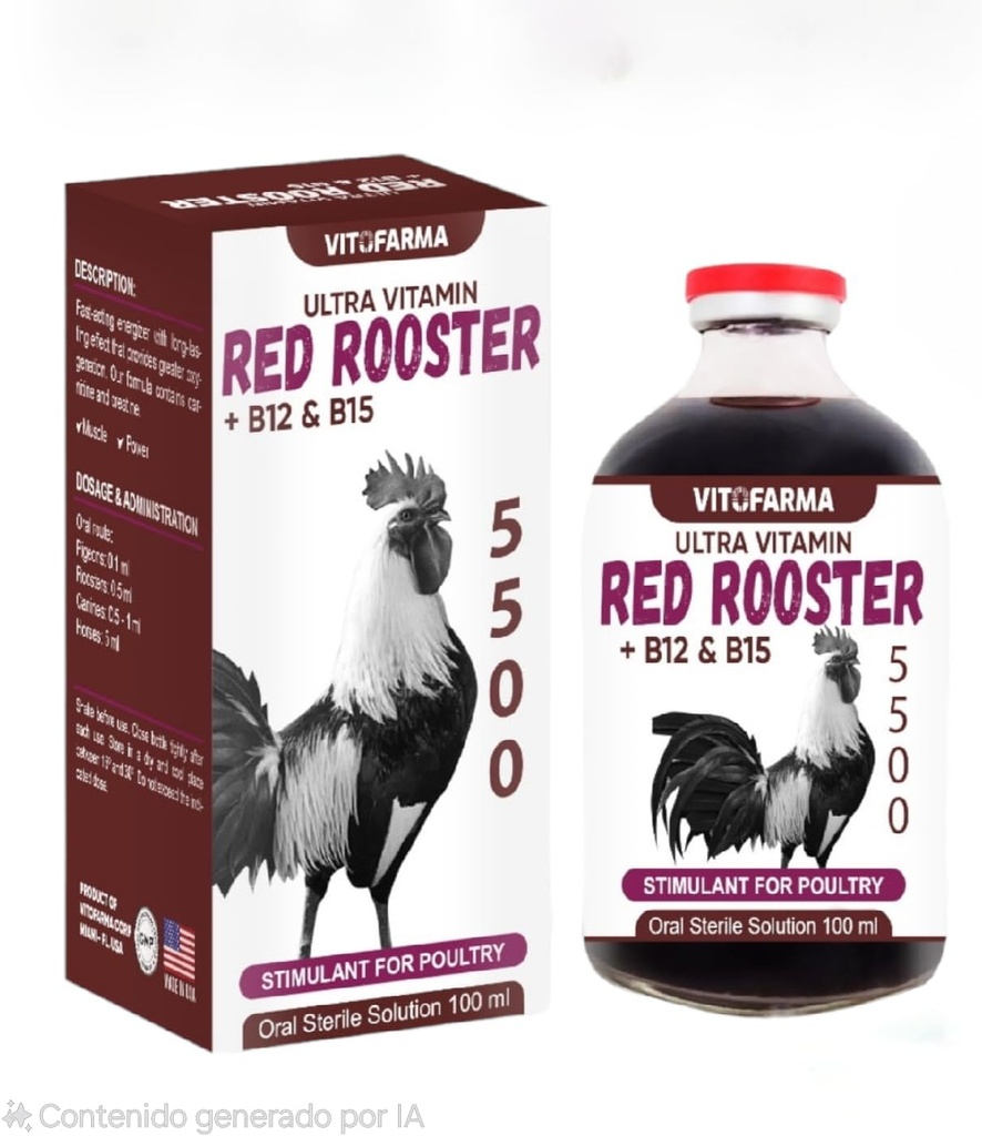 B12 5500 100 ml Αναπαλαίωση της μυϊκής μάζας Βέλτιστη υποστήριξη βάρους για Rooster SUPLEMENTO NUTRICIONAL ENERGIZANTE CON ACTIVADOR METABOLICO