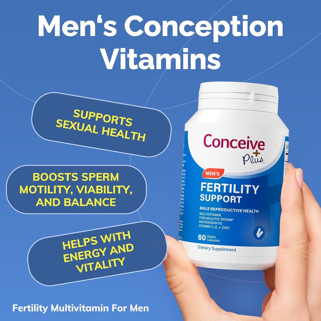 CONCEIVE PLUS Erkekler Ferttitude Sche, Fertness Vitaminleri 60 Kont ve Fertness Lubricant 2.5 Ounce