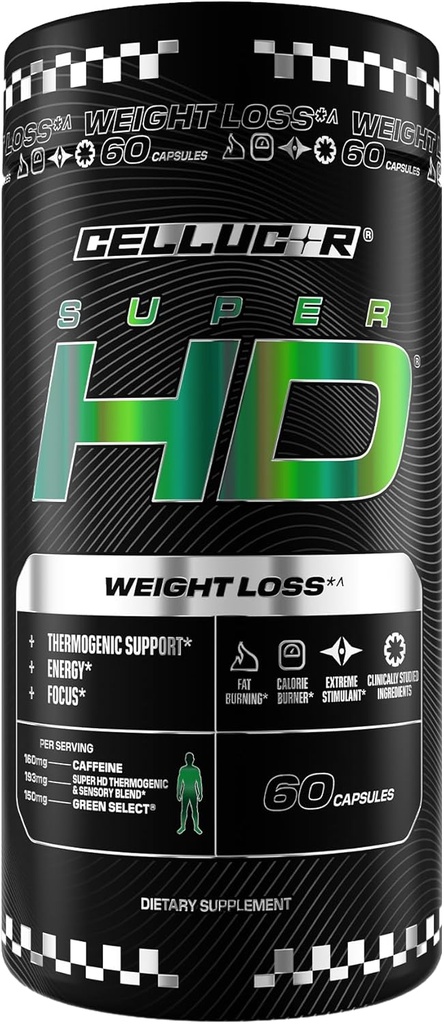 Cellucor SuperHD Termogenic Fat Burner Kilo Kaybı Tamam, Appetite Suppressant, & Energy Branson Capsimax, Green Tea Extract, 160 mg Caffeine & More 60 Capsules (Pazarlama May Vary)