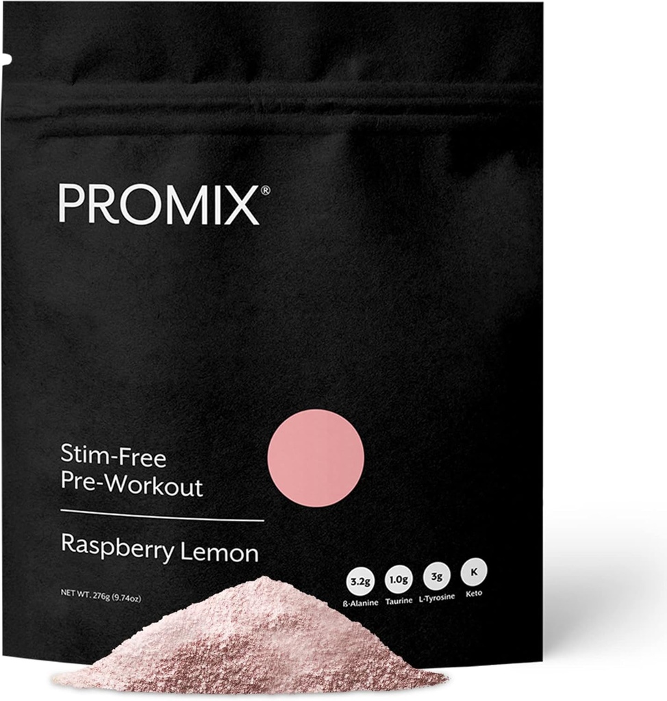 ProMix Beslenme Stim-Free Pre-Workout Toz, Raspberry Lemon - 274g - Max paketleme, Enerji ve Performans - B12, Taurine, Beta-Alanine & L-Tyrosine - 30 Hizmet ( 1)