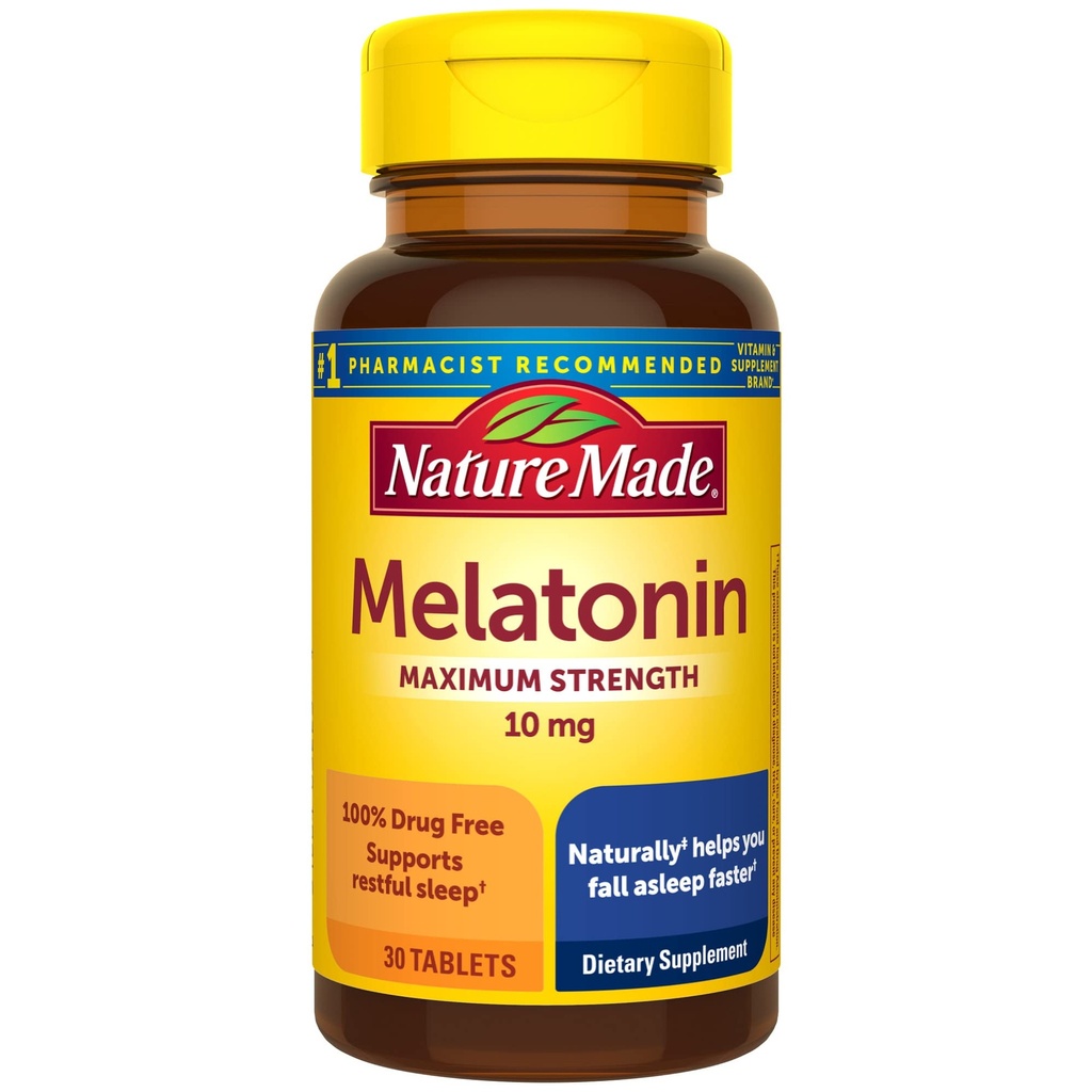 Nature Made Melatonin 10mg Extra Strength Tablets, Συμπλήρωμα διατροφής για τον Ξεκούραστο Ύπνο, 30 Count, 30 Day Supply