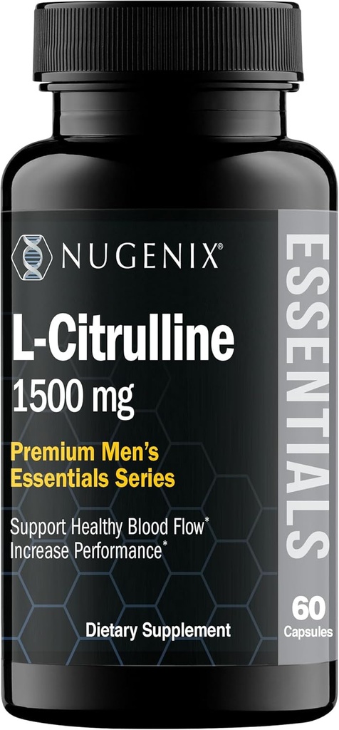 Nugenix Essentials L-Citrulline Supplement for Enhanced Blood Flow and Performance - 1500 mg, 60 Capsules