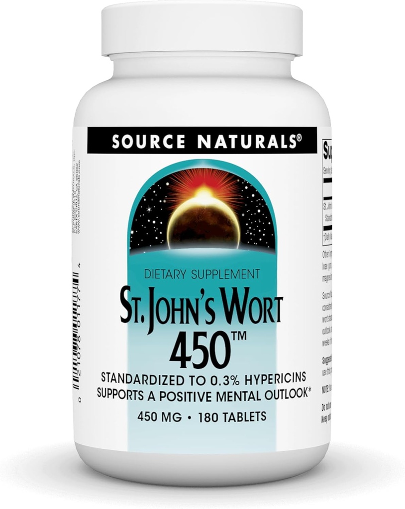 Source Naturals St. John's Wort 450 mg Olumlu Bir Zihinsel Bakış Destekliyor - 180 Tablet