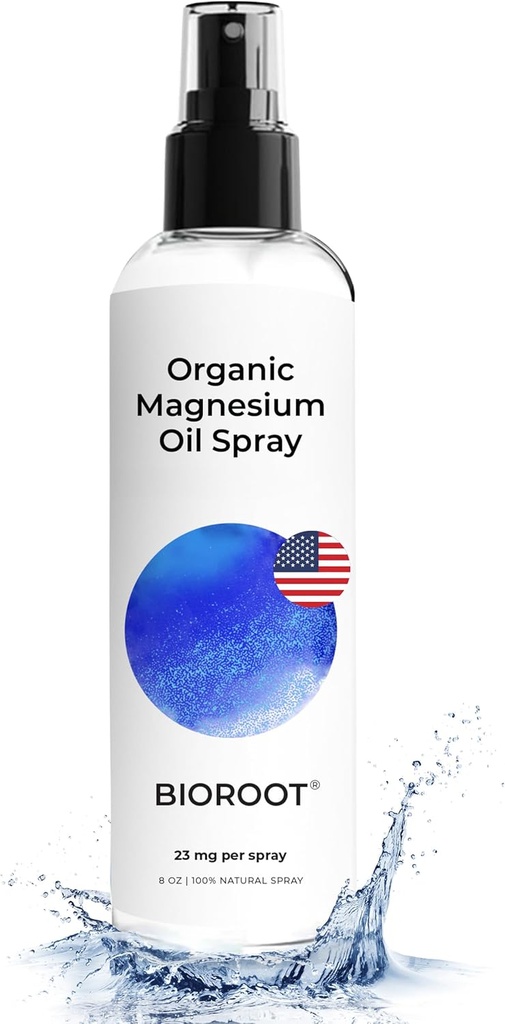 Organic Magnesium Spray - 8oz (Single) - 100% Αμιγές Λάδι Μαγειρίου, Γρήγορο Απορροφητικό, Σπρέι Μαγνησίου για Πόδια & Σώμα, βαθμός USP