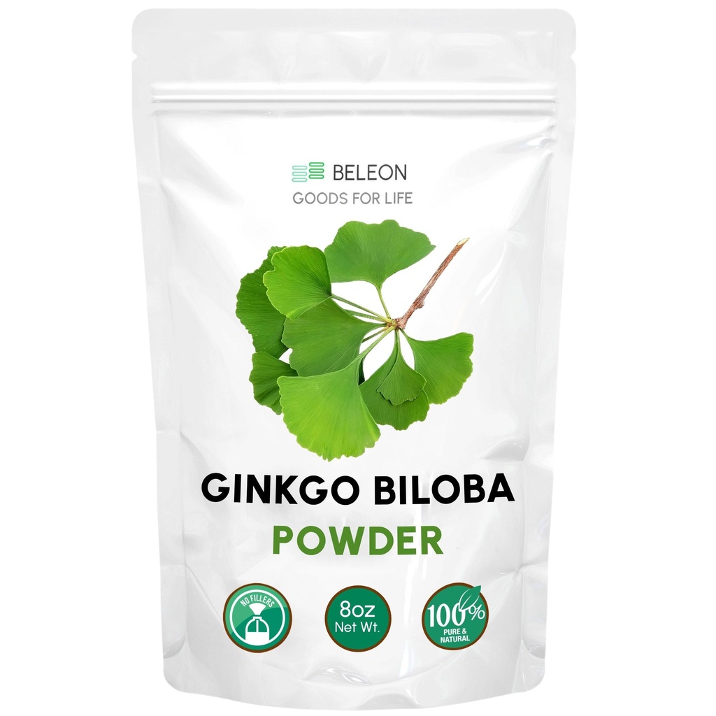 Ginkgo Biloba Toz 8 oz - Pure Natural Supplement, Beyin Desteği, Ruh Uyarısı, Filler Ücretsiz