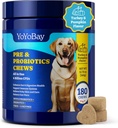 Köpekler için Probiyotikler - 6 Milyar CFUs, Dog Probiyotiks with Prebiyotiks & Digestive Enzymes for Gut, Immune & Skin Health - Türkiye & Riley Flavor, 180 Soft Chews