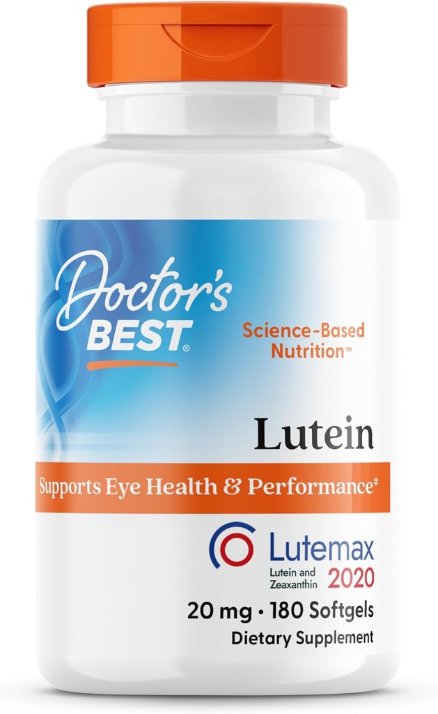 Doktor'un En İyi Lutein, 20 mg, Destekler Eye Health & Performance, Non-GMO, Gluten Free 180 Softgels