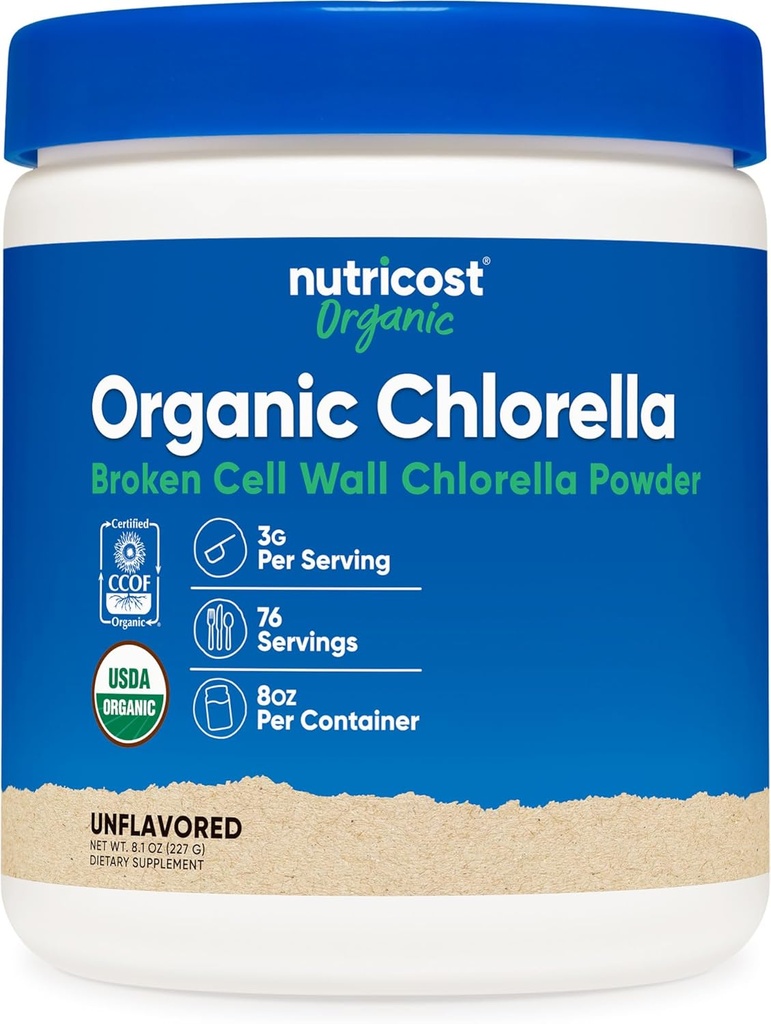 Nutricost Organik Klorella Toz 8oz - 3000 mg Oda başına - Gluten Ücretsiz