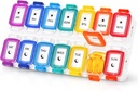 Fullicon Moisture Kanıt Pill Organizer 2 Zaman Bir Gün Büyük Pill Box 7 Gün, Spill Kanıt Pill Case, Travel Pill Konteyner, Tıp Pill Organizer Güvenli Lids, Daily Pill Organizer (Rainbow Clear)