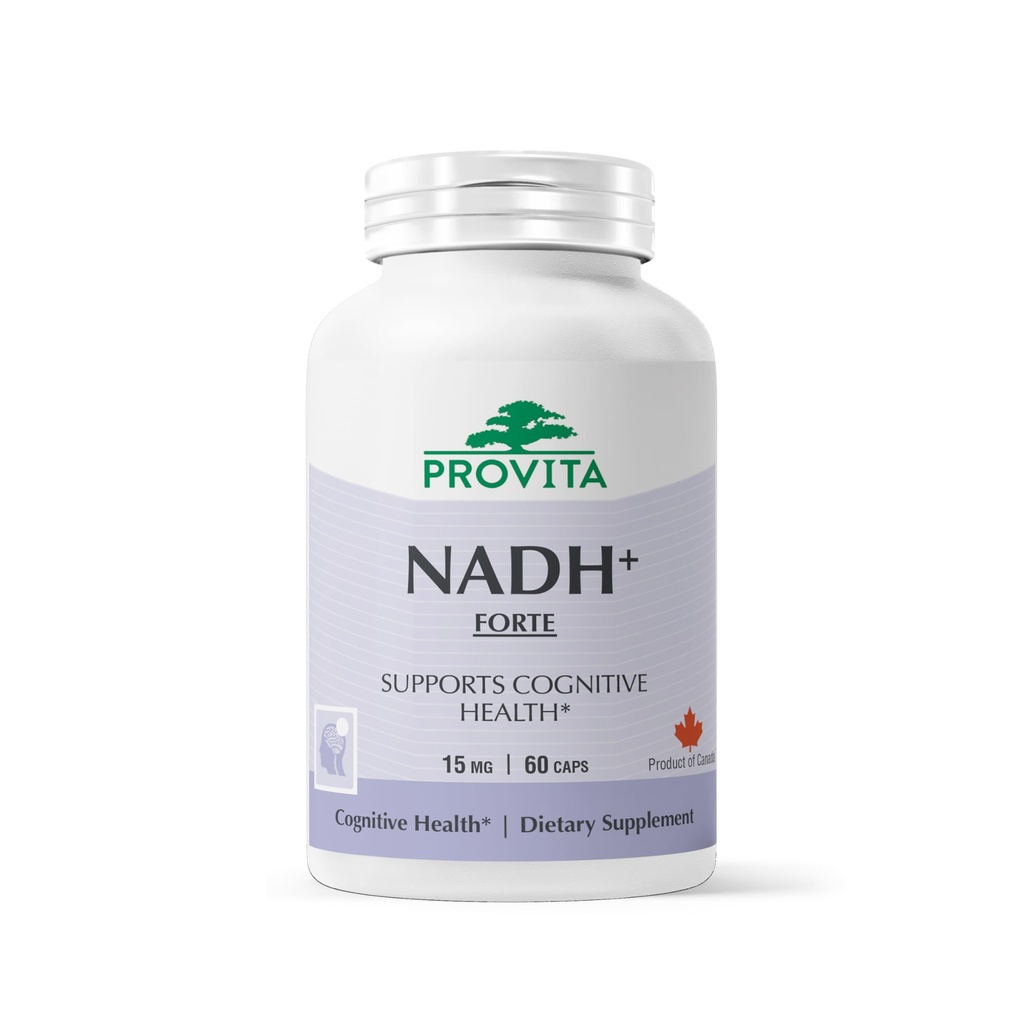 PROVITA NADH+ Forte | Bilişsel Destek Supplement with NADH, Coenzyme Q10 & Chlorophyll | Enerji Desteği, Focus, mental Clarity & Brain Health | Vegan Capsules | High Abase Hücreleri