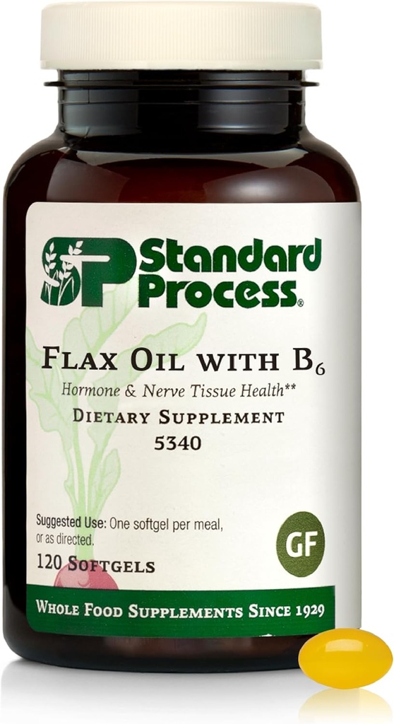 Τυποποιημένο έλαιο flax διαδικασίας με B6 - συμπλήρωμα για την υποστήριξη ορμονών & νευρώνων ιστού - Υποστηρίζει τον εγκέφαλο, την καρδιά και το δέρμα - χωρίς γλουτένη, μη-ηρεμία & μη-σόγια - 120 Softgels (120 εξυπηρετούν)