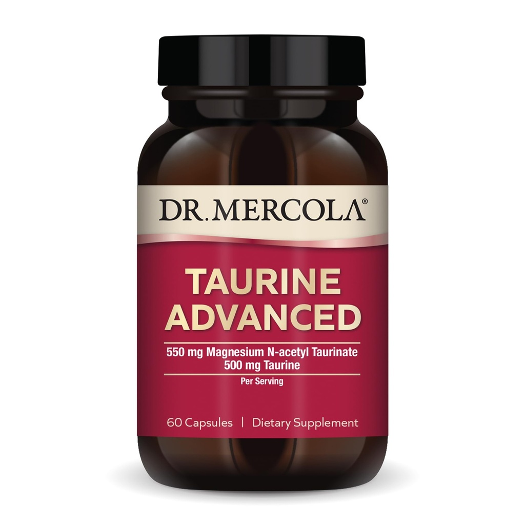 Dr. Mercola Taurine Advanced, 500 mg Taurine ανά υπηρεσία, συμπλήρωμα διατροφής, υποστηρίζει τη λειτουργία των μυών, μη ΓΤΟ - 30 εξυπηρετούν (60 κάψουλες)