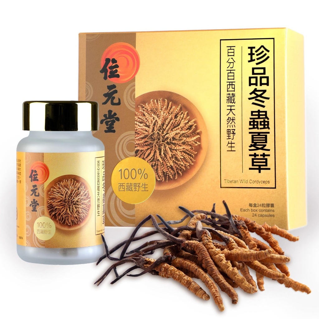 100% Wild Tibetli Cordyceps Capsules – Raw Cordyceps, Energy, Lung & Immune Support, 24 Capsules
