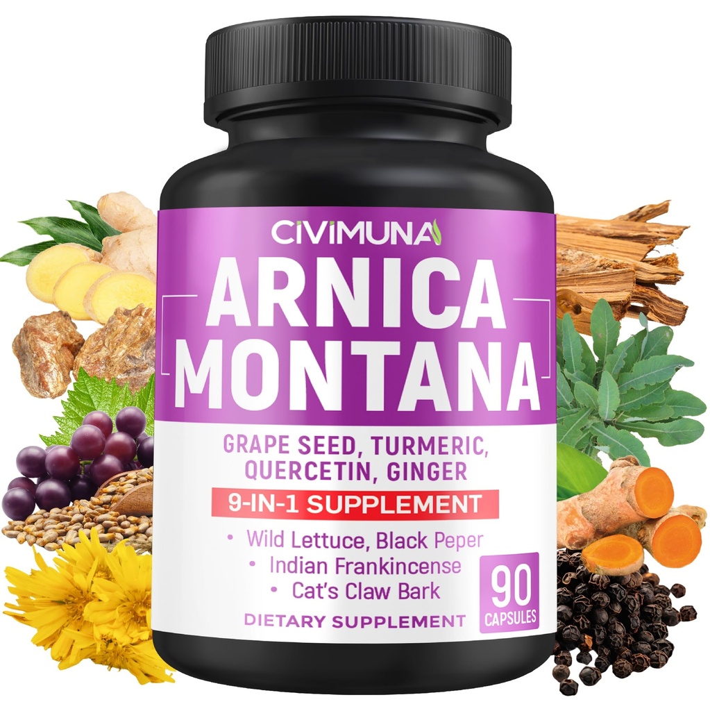 Arnica, Grape Seed, Turmeric ve More - 3 Ay Supply için 90 Capsules