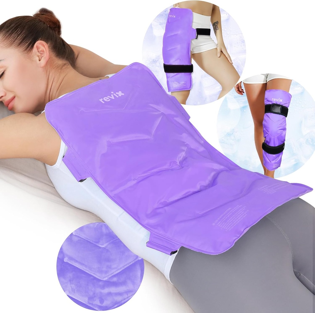 REVIX Extra-Large Back Ice Pack, Reusable Gel Cold Compress Full Back Relief, Ideal for Muscle Pain, Tiredness, Recovery, and Sore Muscles – Atıcılar, Mor