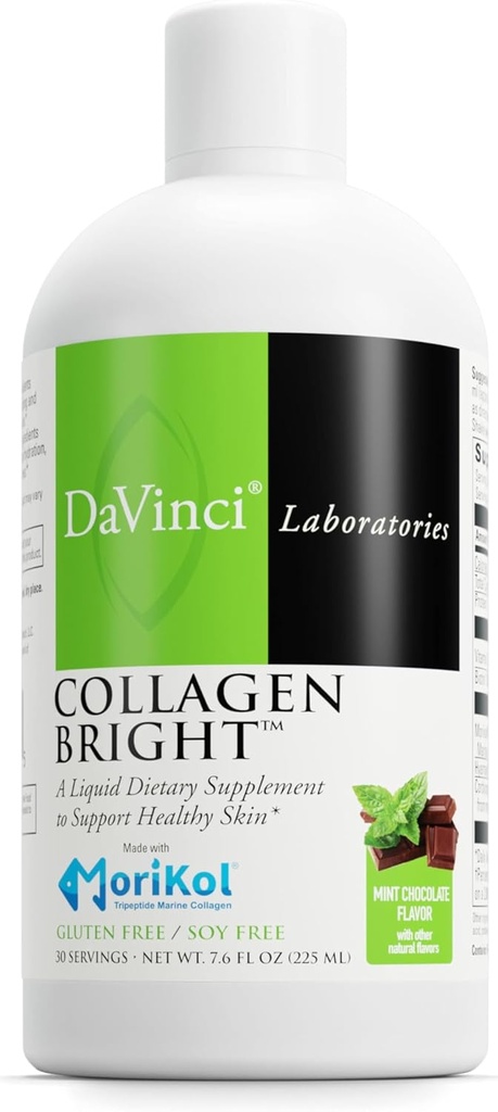 DAVINCI Laboratuvarları - Collagen Bright - Sağlıklı Skin'i Desteklemek için bir Sıvı Diyet Tamam - Gluten Ücretsiz, Soy Free - Mint Chocolate - 30 Hizmet, 7.6 Fl Oz Oz