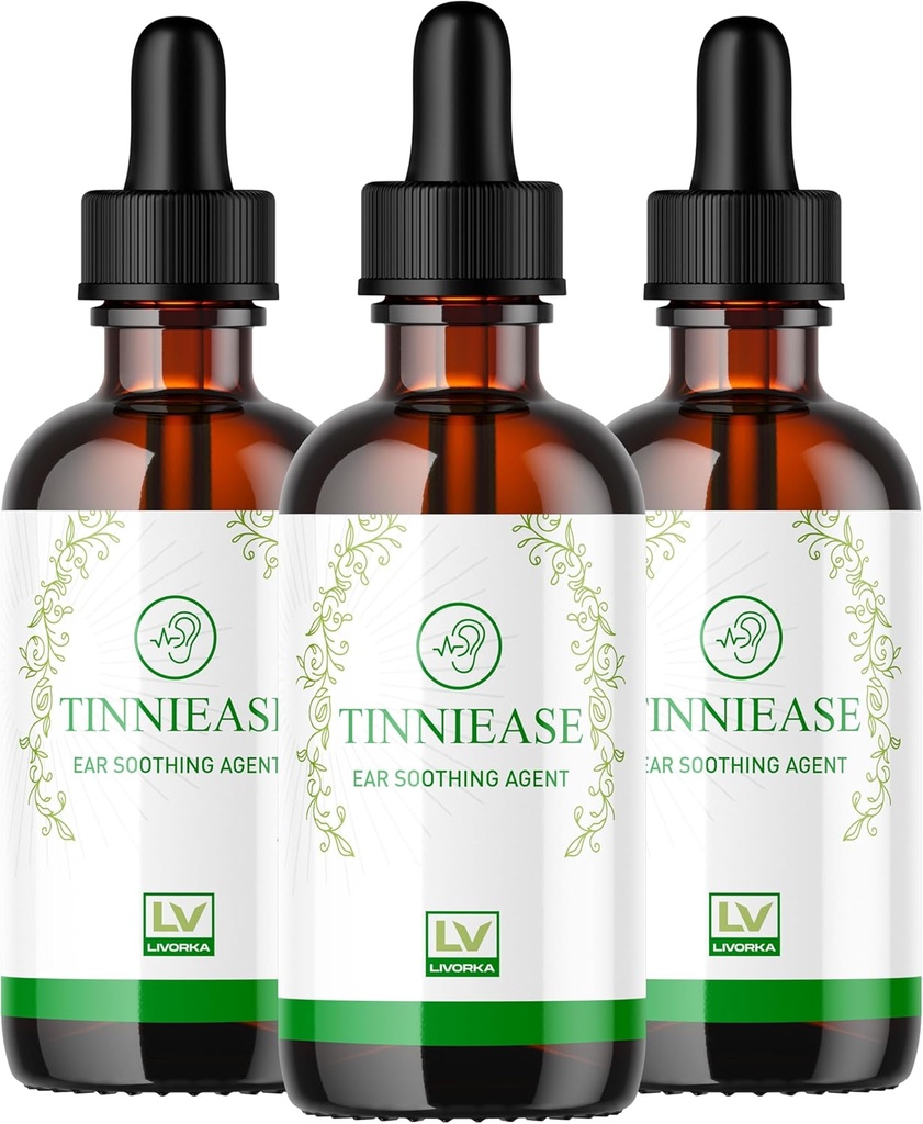 LIVORKA (3 Pack) Tinniease Drops, Tinni Hastalıklar İşitme Desteği için Geri Döndürme, Tinni Hastalığı, 90 Gün Boyunca 3 Şişe