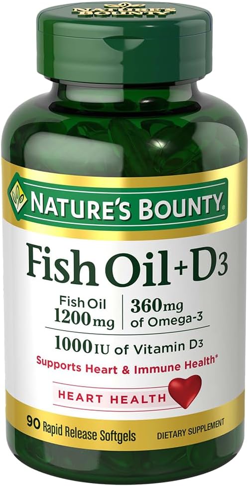 Nature's Bounty Fish Oil artı Vitamin D3, 90 Count