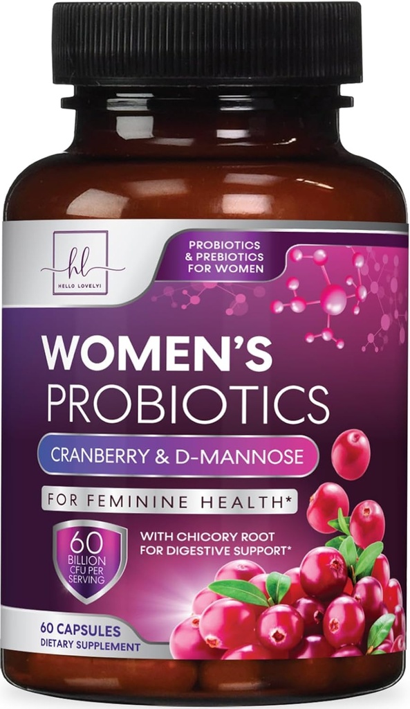 Probiotics for Women Digestive Health Support - 60 Billion CFU Γυναικεία προβιοτικά, 16 Strains, για την ισορροπία pH, Κολπική υποστήριξη με Cranberry για την υγεία των ούρων, ουρική και ανοσοποιητική υποστήριξη - 60 κάψουλες