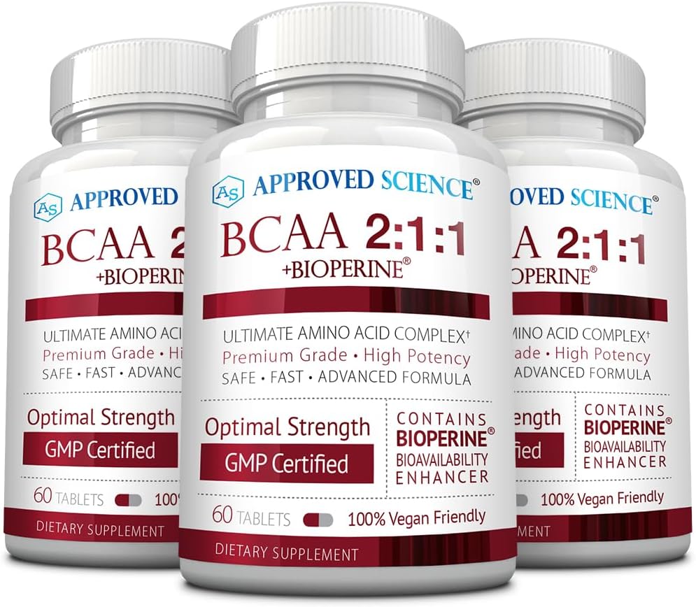 Onaylanan Bilim BCAA Supplement - 180 Tablet - 2400 mg - Performans ve Geliştir Kas Geliştirme - L-Leucine, L-Isoleucine, L-Valine - ABD'de Made in-GMOB