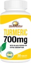 Rise-N-Shine 700 mg κουρκουμίνη με μαύρο πιπέρι - φυτικά συμπληρώματα για το δέρμα και την κοινή υποστήριξη - 30-Day Supply