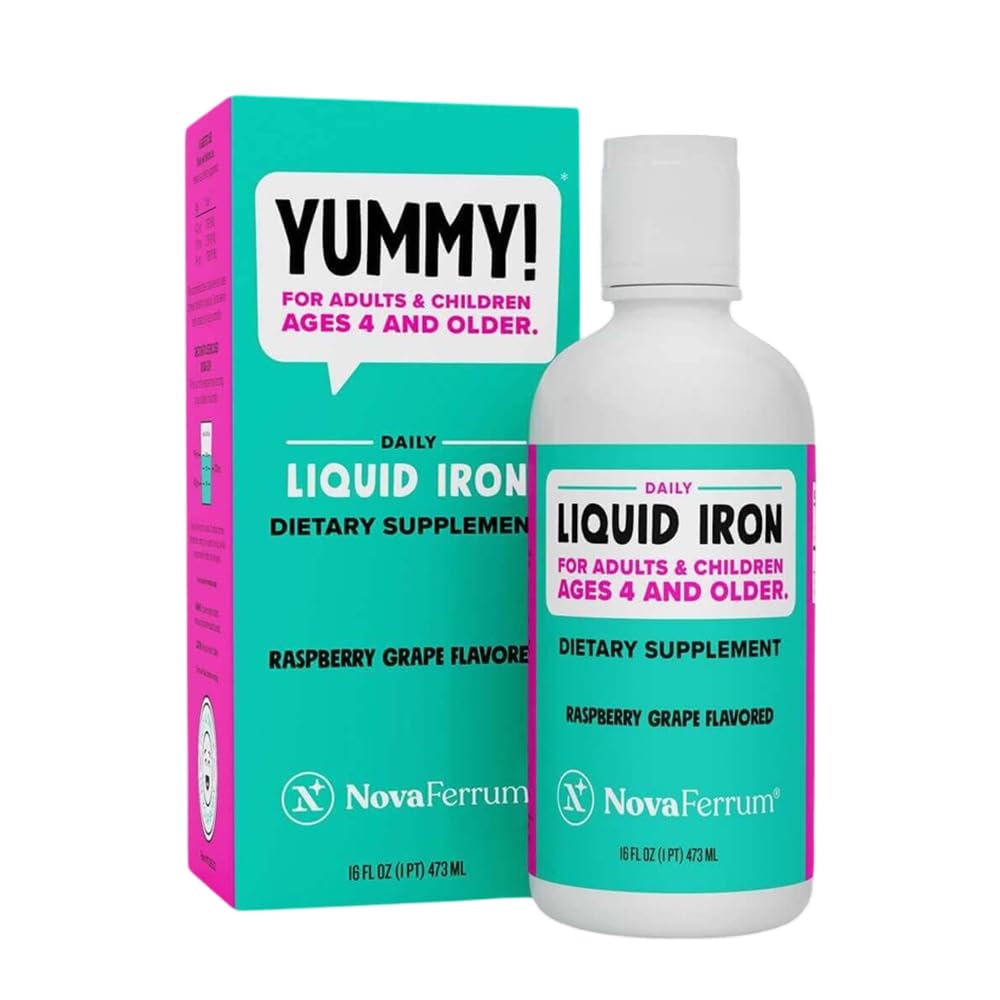 NovaFerrum Yummy 16 Fl Oz | 4 & Up | Demir / Tbsp | Gluten Free | Sugar-Free | Raspberry Grape