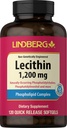Lindberg Lecithin 1200 mg Supplement | for Men & Women | 120 Softgel Capsules | Phospholipid Kompleksi | Non-GMO, Gluten Free