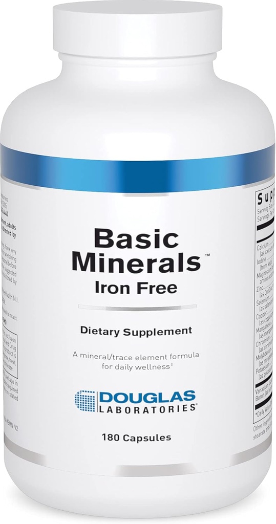 Douglas Laboratories Basic Minerals | Iron Free Mineral /Trace Element Formula Genel Sağlık Desteklemek için | 180 Capsules
