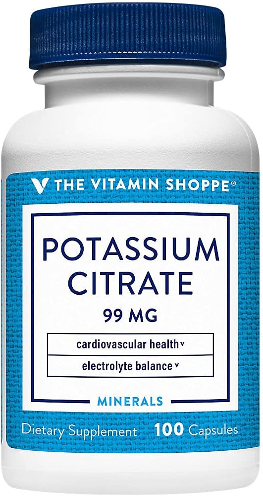 The Vitamin Shoppe Potassium Citrate 99MG, Supports Cardiovascular & Cellular Health (100 Capsules)