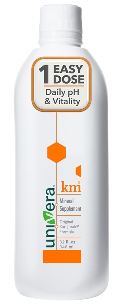 Univera km, Liquid Potium Supports, 32 fl oz (1PK), Body's pH Blood Balance, Original Karl Jurak fomula, Earthy Taste (30-Day Supply)