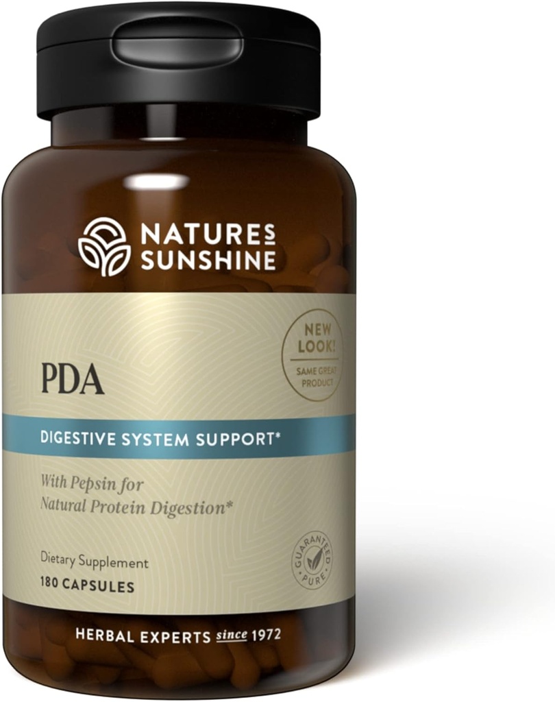 Nature's Sunshine PDA Kombinasyon, 180 Capsules | Hydrochloric Acid ve Pepsin Supplement Bu, Digestive Tract'taki Digestive Tract Proteinleri kırmaya yardımcı oluyor