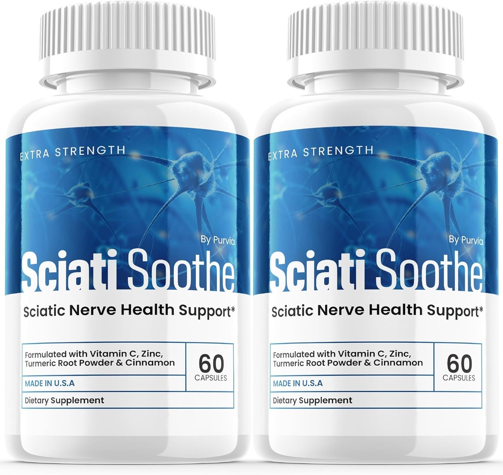 (2 Πακέτο) Sciatisoothe συμπλήρωμα για Sciatica, Sciati Soothe Nerve Υγεία, Sciatisoothe Κάψουλες Βιταμίνες, Sciatisoothe Advanced Συνολική Wellness Υποστήριξη Μέγιστη δύναμη Φόρμουλα ΗΠΑ (120 Κάψουλες)