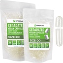 XPRS Nutra Vegan Μέγεθος 00 Χωριστές κάψουλες - 500 Count Premium Clear Κενές κάψουλες χωρίζονται σε τσάντες - 00 Χάπια Κενά για συμπλήρωμα DIY πλήρωσης