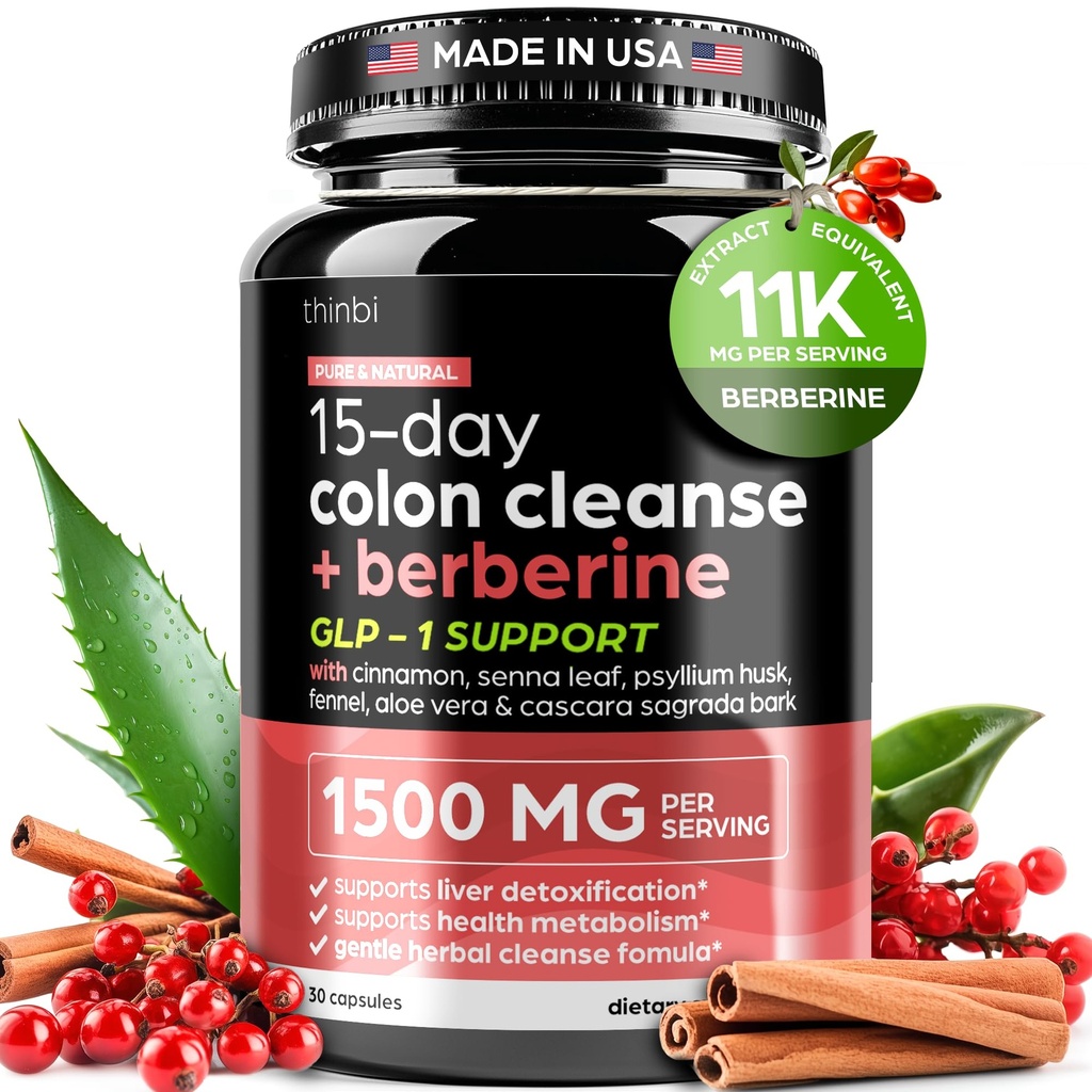 Gelişmiş Ketgen Koloni Berberine 1500 mg ile Temizlendi - Erkekler ve Kadınlar için 15 Günlük Parasite Detox - Hızlı Sarıtma Yardımı için Senna Leaf ile Ekstra Güç Formülü, Gut Health & Bloating Reduce