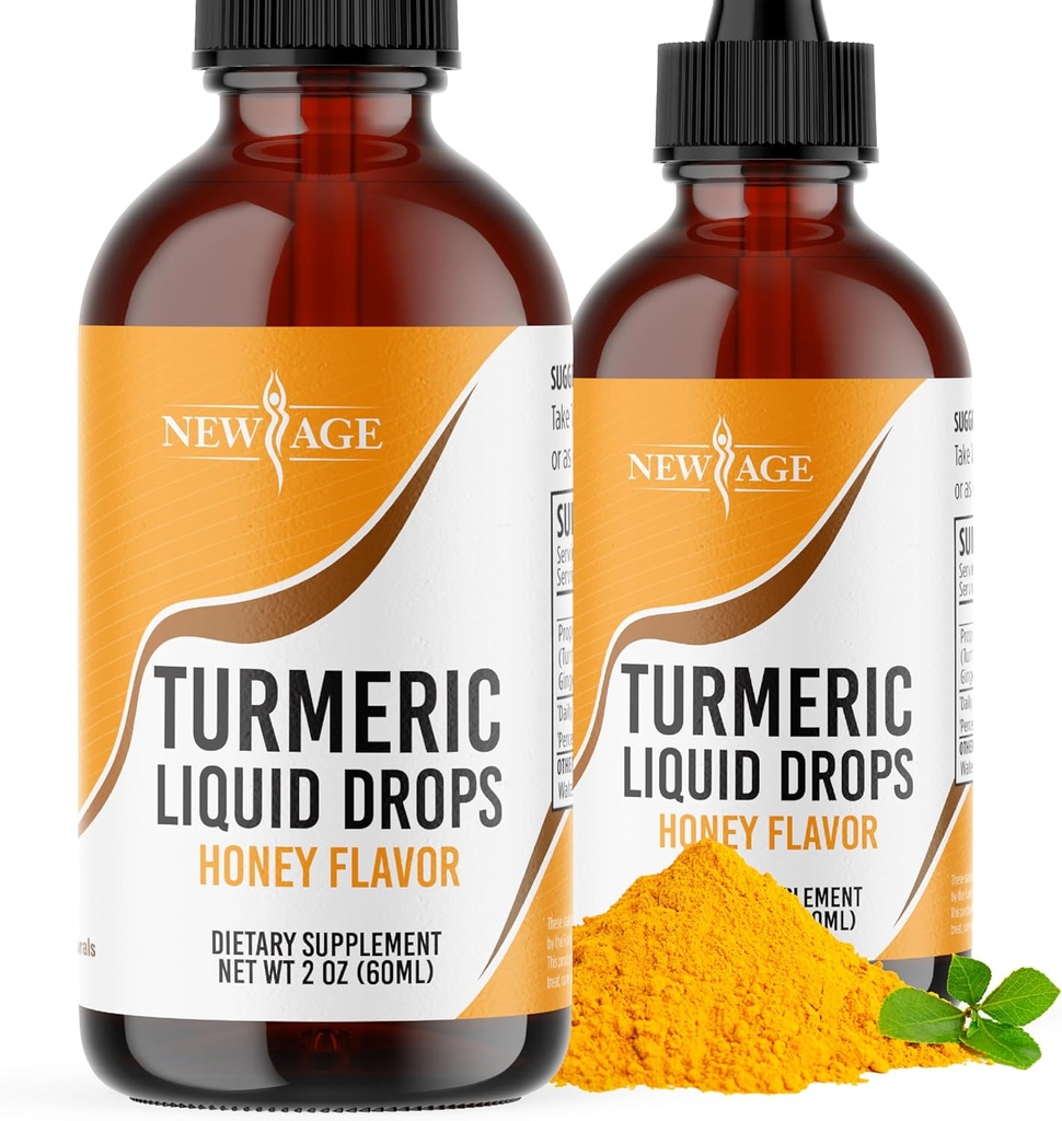 Turmeric Curcumin Liquid Drops - Natural Joint & Healthy Support with 95% Standardized Curcuminoids for Best Absorption - Μη-GMO, Χωρίς γλουτένη 4 Fl Oz (Pack of 2)