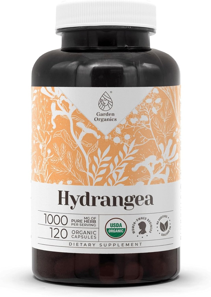 Hydrangea USDA Organic 120 Capsules | High-Potency Natural Supplement | Certified Organic Vegetarian Capsules and Organic Hydrangea (Hydrangea arborescens) Dried Root (120 Capsules)