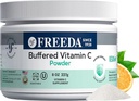 FREEDA Buffered Vitamin C Toz (Calcium Ascorbate) – Non-Acidic, Stomach-Friendly C for Hassas Bireyler için - Vegan, Kosher, Sugar-Free Immune Support – 8 ozum