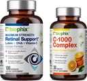 Biyophix Retinal Maksimum Güç Kompleksi Formula 100 Capsules - Ücretsiz C-1000 30 Tablet - çinko Vitamin C E Lutein DHA Omega-3 Astaxanthin Hyaluronic Asit - Destekler Eye Vision Health