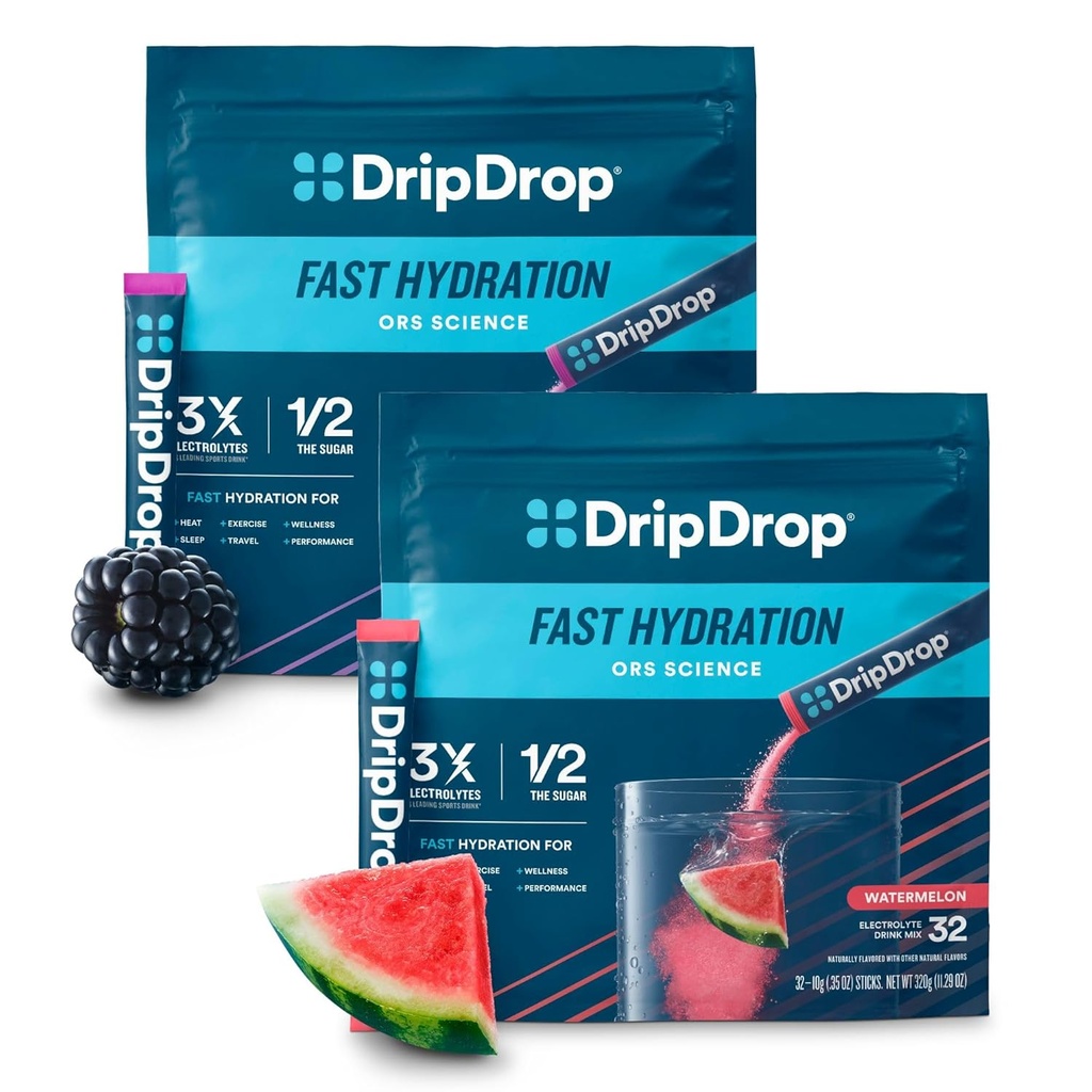 DripDrop Hydration - Elektrolyte Toz Paketleri - Watermelon & Berry - 64 Count