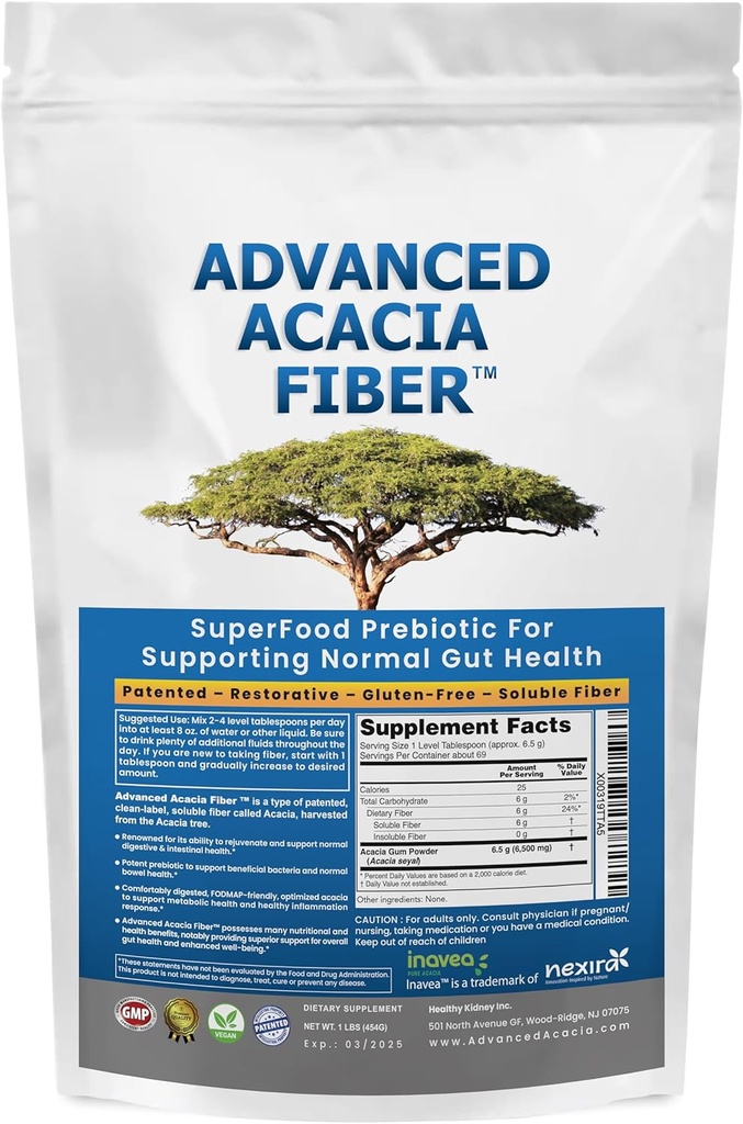 Advanced Acacia Fiber Powder 16oz Organic Soluble Fiber Leaky Gut Repair Powder. Φυσικό συμπλήρωμα για την υγεία των ούρων, την κανονικότητα, την πυγμή