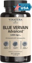 VINATURA Blue Vervain Advanced with Ashwagandha - 1400 mg per serv, Blue Vervain Capsules, Blue Vervain Tea Alternative, Brain Health, Stress Relief, Ashwagandha Supplements - 60 Capsules