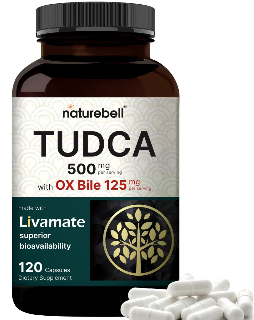 TUDCA 500mg, OX Bile 125 mg Oda başına, 120 Capsules - Bile Salts Desteği, Yüksek Abhidrorpsiyon Livamate Formula | Liver Cleanse Detox & Tamir Supplement | Natural Bitter Taste – Third Party Tested
