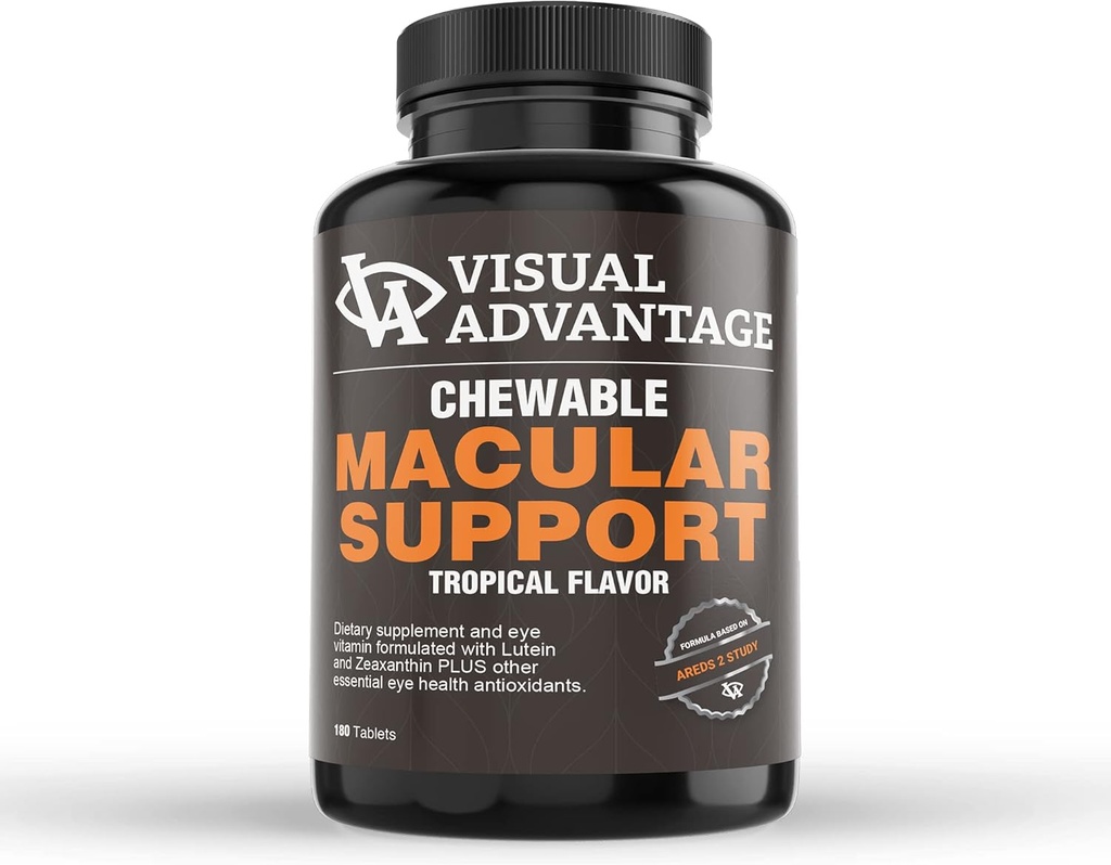 Visual Advantage® Macular Support Chewables – AREDS 2 Βιταμίνες για Υγιή Μάτια – Great Testing Tropical Flavoured Chewable Tablets – 3 Μήνες Προσφορά (180)