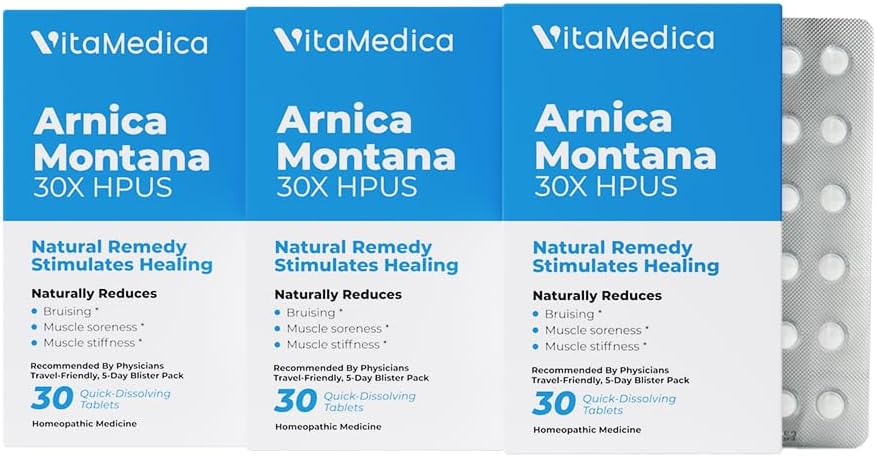 VitaMedica Arnica Montana F 30X Tabletleri Bruising Pain and Swelling | Plantive Formula | Plastik Cerrahlar tarafından önerilen | Doğal Kurtarma Cerrahisi veya Yararlı | 3 Paket | 45 Hizmet