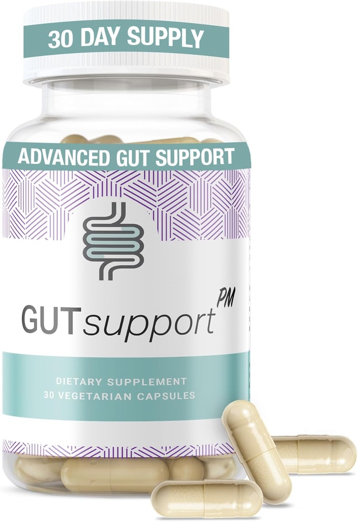 IBDassistTM Gut Support PM - Nighttime Gut Health & Digestion Supplement - Bloating Relief & Restful Sleep* - Herbs Like Melatonin, Chamomile, Lemon Balm, Ginger & More - 30 Capsules