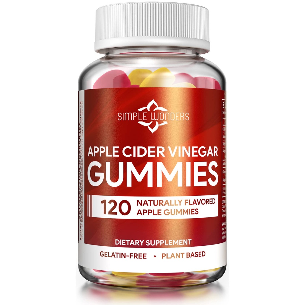 Apple Cider Vinegar Gummies with The Mother - ACV Gummies for Detox, Cleansing & Immune Support - Made with Black Carrot & Ginger Kuru Extract - Pectin Based, Non-GMO, Gluten-Free (120 Gummies)